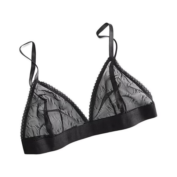 INC International Concepts Womens Medium Monogram Logo Mesh Unlined Bralette 727 - Picture 1 of 6